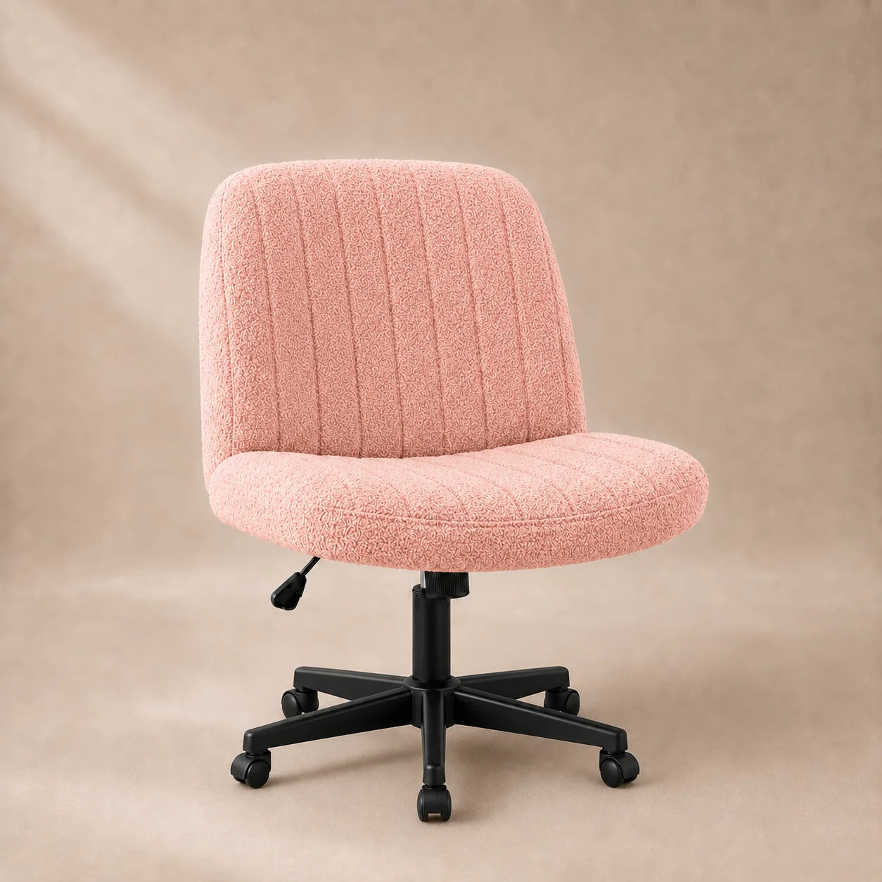 Blush Pink MiraForm armless swivel chair with rolling casters