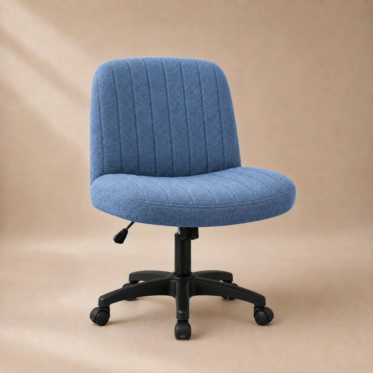 Dusty Blue MiraForm armless swivel chair with rolling casters