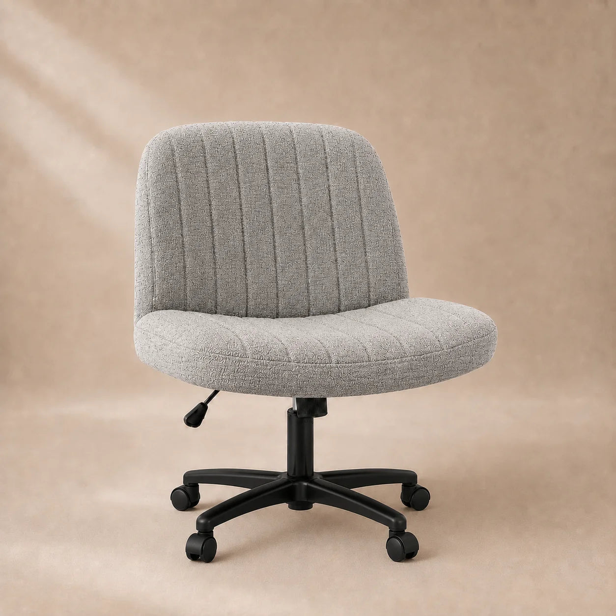 Light Gray MiraForm armless swivel chair with rolling casters
