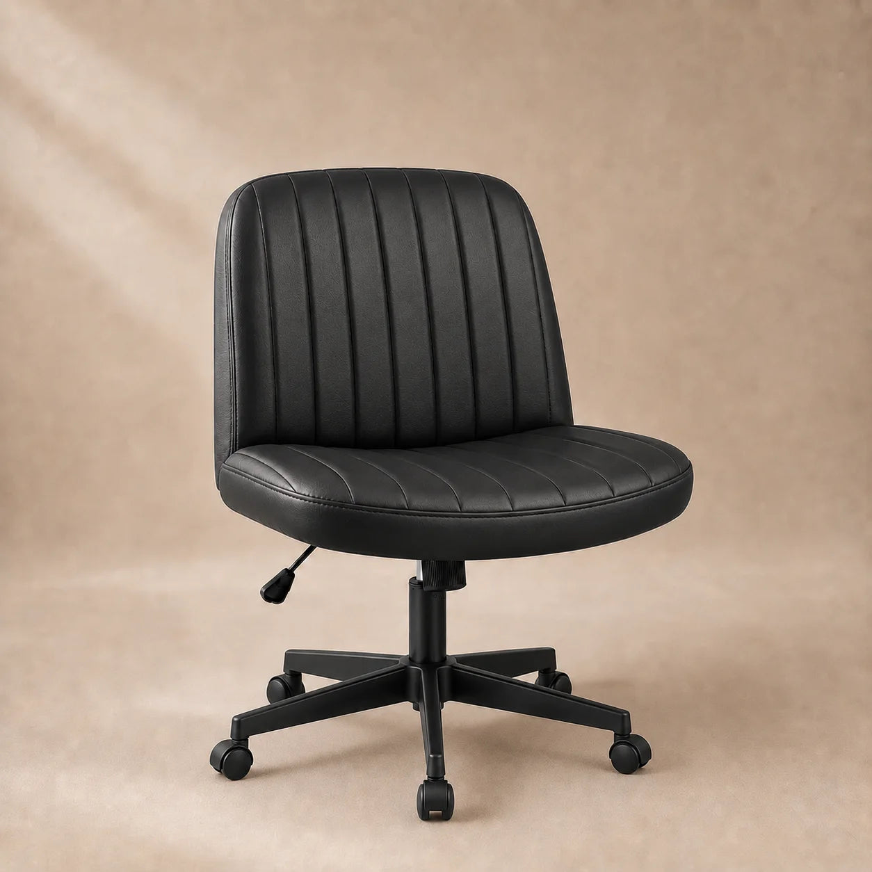 Charcoal Black MiraForm armless swivel chair with rolling casters