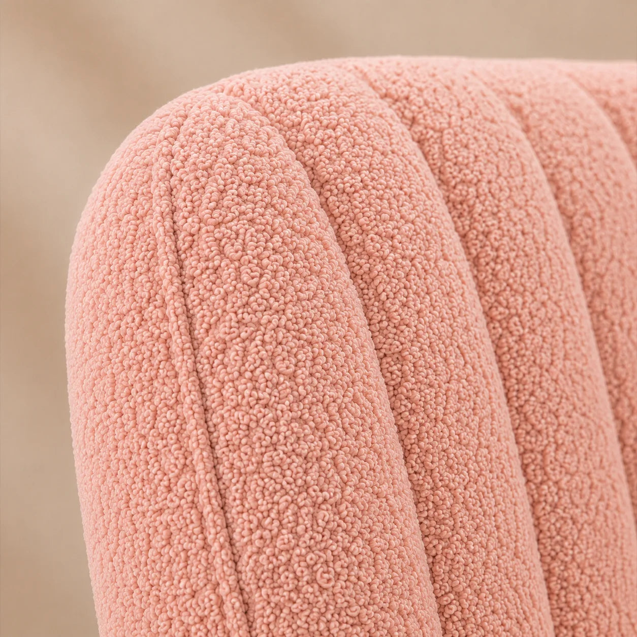 Close view of blush pink MiraForm upholstery